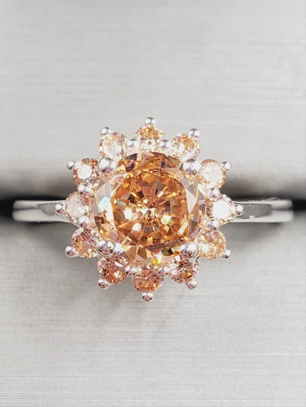 Sparkling Peach Halo Ring — Womens Jewelry
